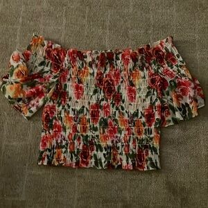 L’Agence floral off the shoulder top